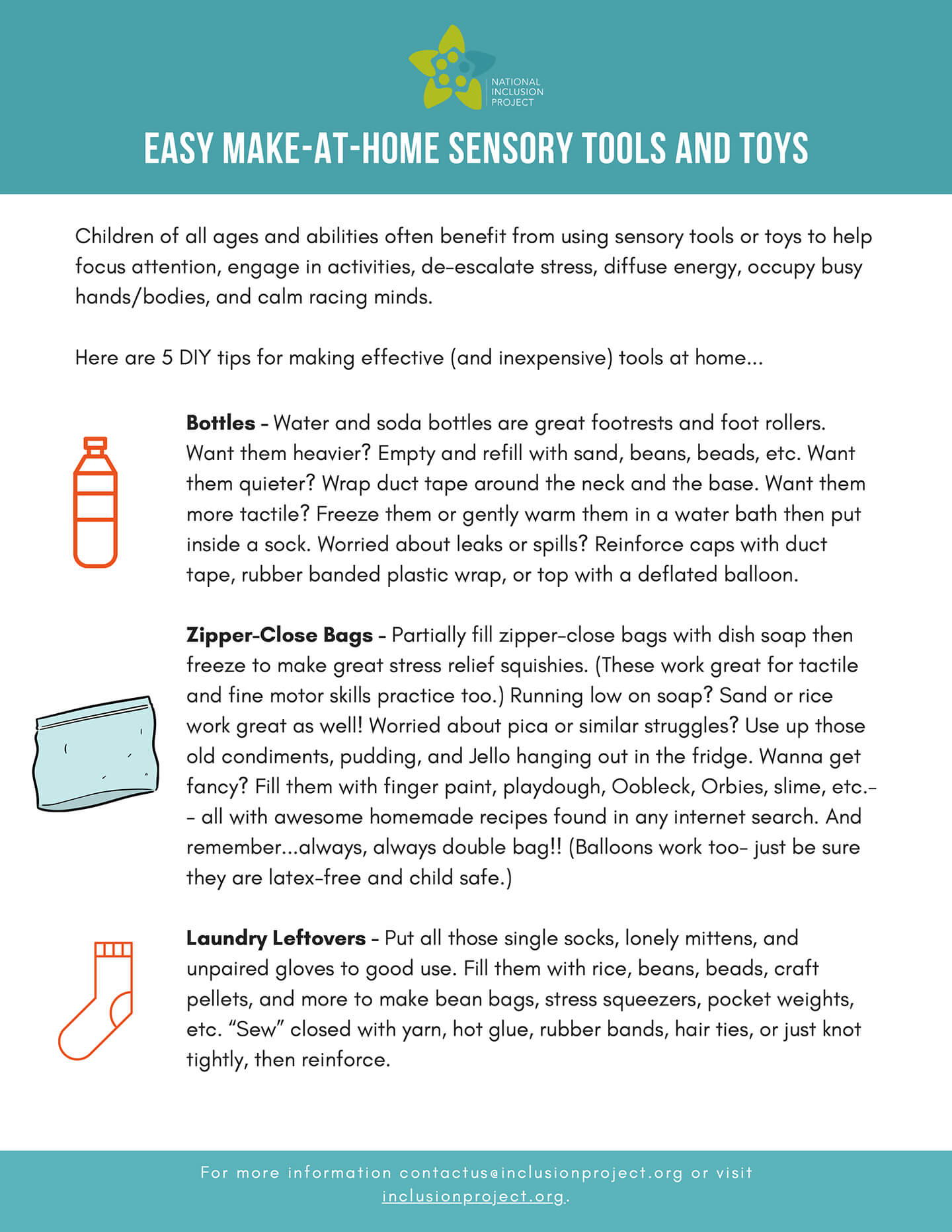 Sensory Tools Tip Sheet